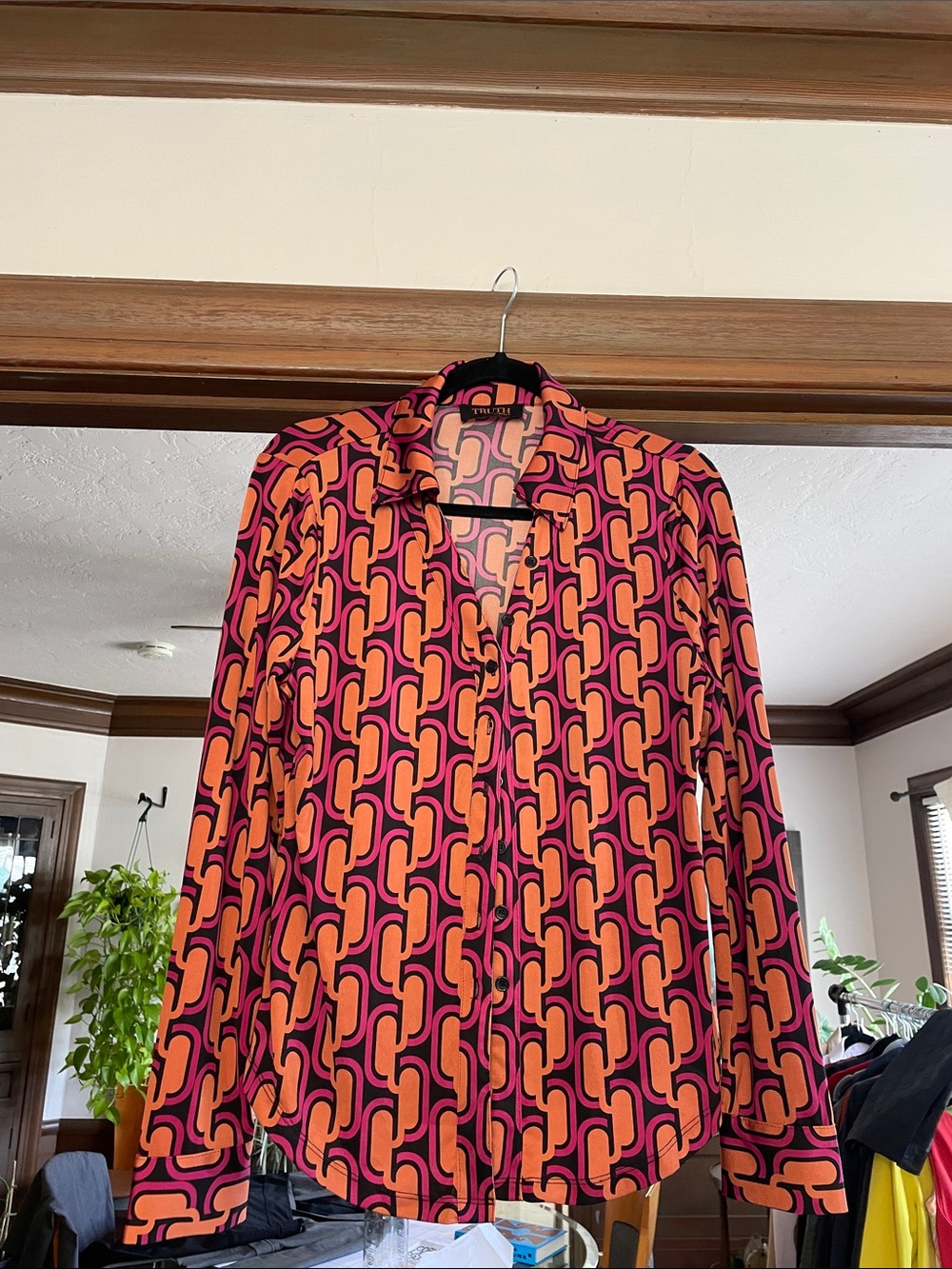 Truth Pink & Orange Retro Geometric Button-Down Shirt